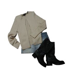 cream beige cable knit cardigan size xl